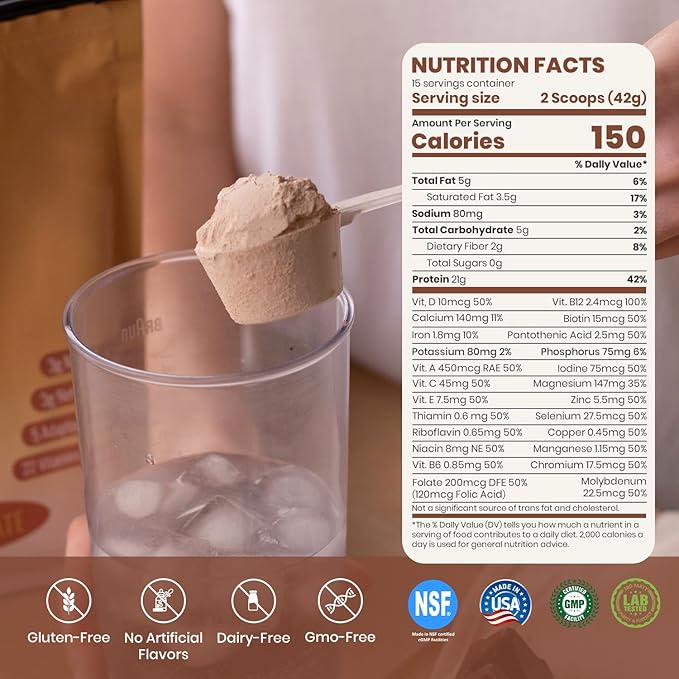 UpNourish Chocolate Vegan Protein Powder 54 Superfoods Powder,1.5 Billion CFU Probiotics 21g Plant Based Protein,No Sugar No Dairy No GMO Dairy Free,Meal Replacement Shake, Low-Carb Diet,15 Servings