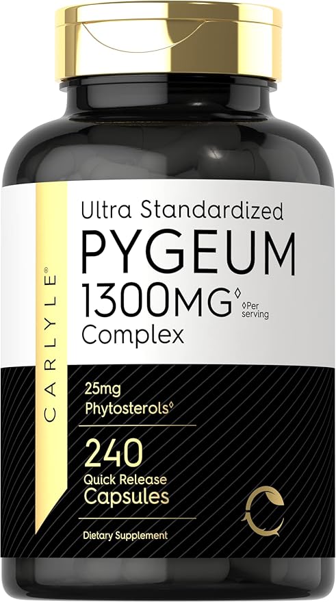 Carlyle Pygeum Supplement 1300mg | 240 Capsules | Non-GMO, Gluten Free | Africanum Bark Extract Supplement