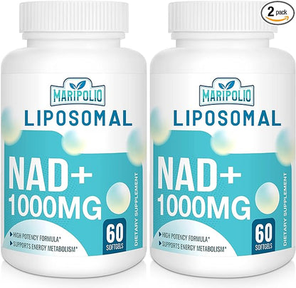 Liposomal NAD+ Supplement 1000 mg | Highest NAD Pontecy | Max Absorption | Pure NAD Supplement | Energy and DNA Repair, Aging Defense, Brain Function | 120 Softgels