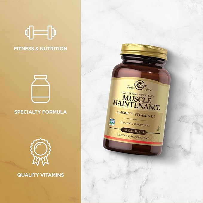 Solgar Muscle Maintenance Age-Defying Nutrition for Men & Women—Support Muscle Mass with HMB (β-Hydroxy βmethylbutyrate) and 125% Daily Value of Vitamin D, Soy and Gluten Free, 20 Servings