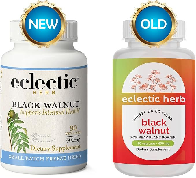 Eclectic Institute Raw Fresh Freeze-Dried Non-GMO Black Walnut | Intestinal Support, Detox & Cleanse | 90 CT (400 mg)