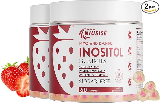 Inositol Gummies, Inositol Supplement with Myo-Inositol & D-Chiro Inositol + Vitamin D3, Ideal 40:1 Ratio, with Magnesium Glycinate 400mg, Supports Regular Cycle for Women, Vegan, 2 Pack