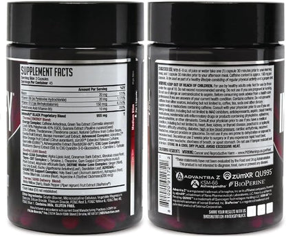 Intensify NDS Nutrition Black - Thermogenic Blend with Advantra Z for Fat and Water Loss - Boost Metabolism, Burn Calories, Help Suppress Appetite - Improve Body Tone, Muscle Definition - 90 Capsules