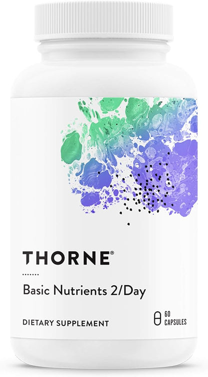 THORNE Basic Nutrients 2/Day - Comprehensive Daily Multivitamin with Optimal Bioavailability - Vitamin and Mineral Formula - Gluten-Free, Dairy-Free, Soy-Free - 60 Capsules - 30 Servings