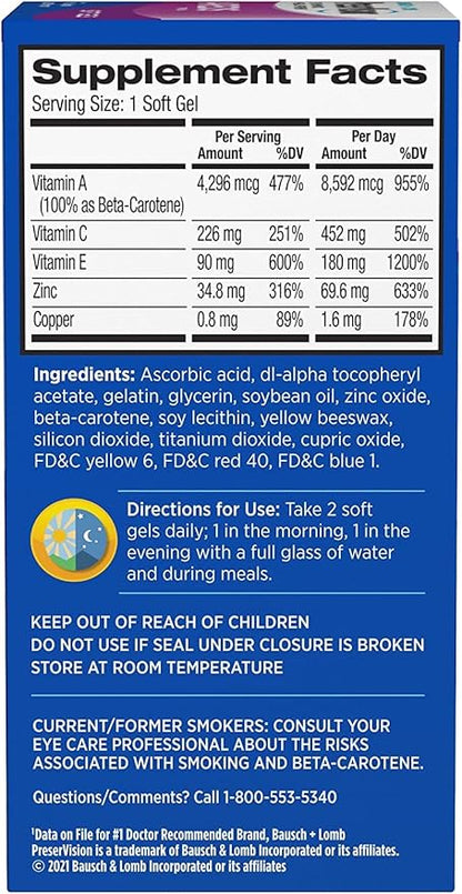 PreserVision Eye Vitamin & Mineral Supplement, from Bausch + Lomb, 120 Count (Pack of 1) Packaging may vary