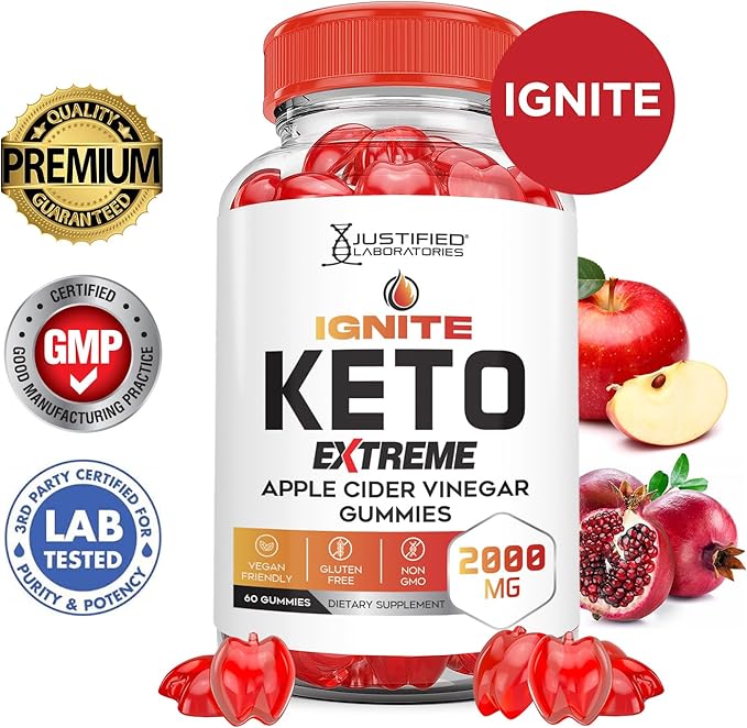 (5 Pack) Ignite Keto ACV Gummies Extreme 2000MG Advanced Ignite Keto Gummies Apple Cider Vinegar Formulated with Pomegranate Beet Juice Powder B12 Vegan Non GMO 300 Gummys