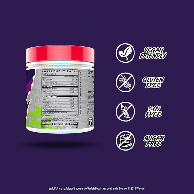 GHOST Legend V4 Pre-Workout Powder, Welch's Grape - 30 Servings – Pre-Workout for Men & Women with Choline, L-Citrulline, & Beta Alanine for Energy & Focus