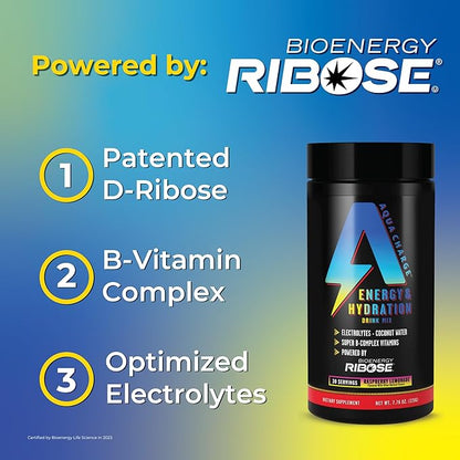 Grab The Gold Aqua Charge Energy & Hydration Drink Mix with Electrolytes (1 Bottle = 30 Servings) Raspberry Lemonade Flavor, Pre/Post Workout Recovery, Sugar-Free, Gluten-Free