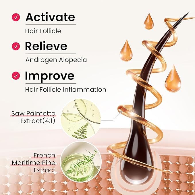 Hair Growth Supplement, Hair Care Support for Strength, Thickness Growth, with Biotin, Vitamin A, C, E, Zinc, 60 Capsules