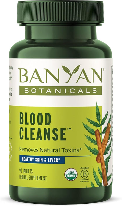 Banyan Botanicals Blood Cleanse Tablets – Organic Clear Skin Supplement with Manjistha & Neem – Blood Cleanser Herbs for Natural Detox & Healthy Skin* – 90 Tablets – Non GMO Sustainably Sourced Vegan