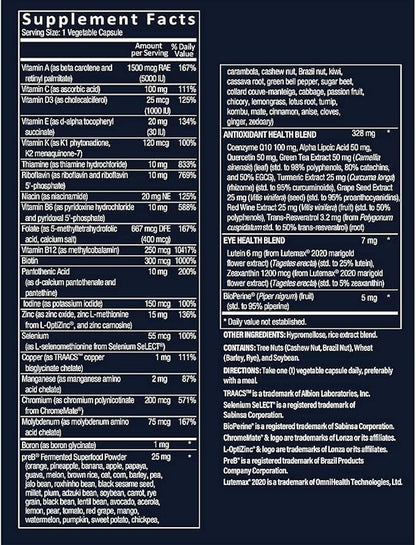 Once-Daily Bioactive Multivitamin for Men - Supports Energy Production & Stress (30 Vegetarian Capsules)