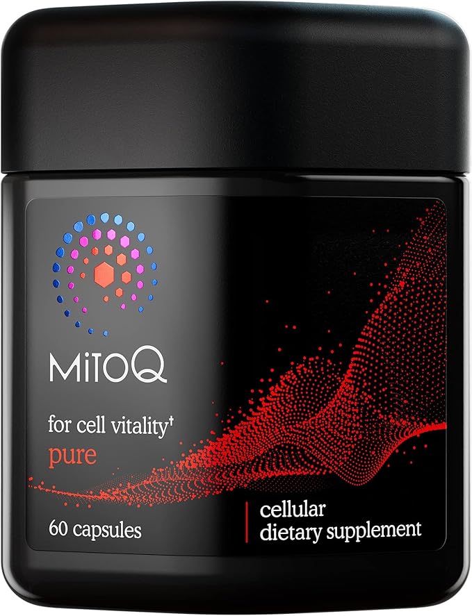 MitoQ Pure Mitochondria-targeted Antioxidant Supplement | Reducing Free Radical Damage & Oxidative Stress | Supports Cellular Longevity, Metabolic Health, Healthier Aging, and Energy (60 Capsules)
