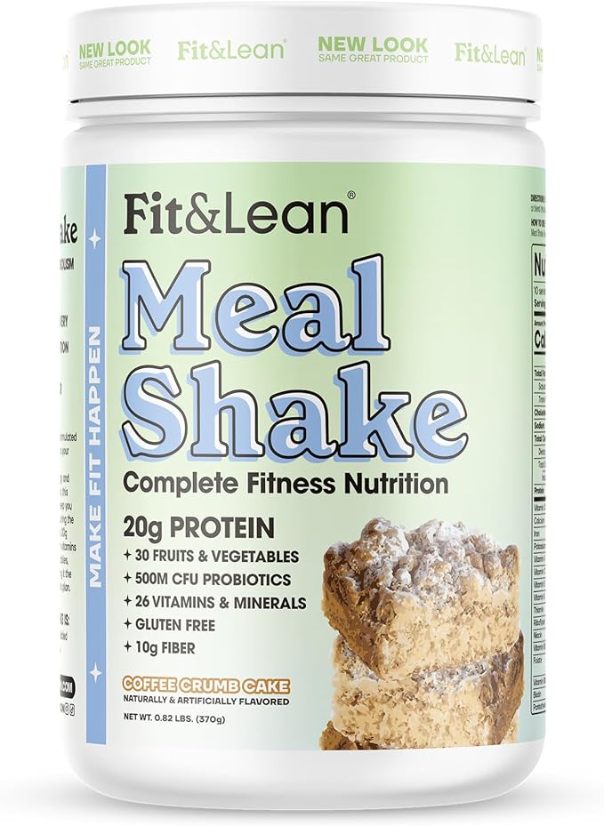Fit & Lean Meal Shake, Fat Burning Meal Replacement, Protein, Fiber, Probiotics, Coffee Crumb Cake, 1lb, 10 Servings Per Container