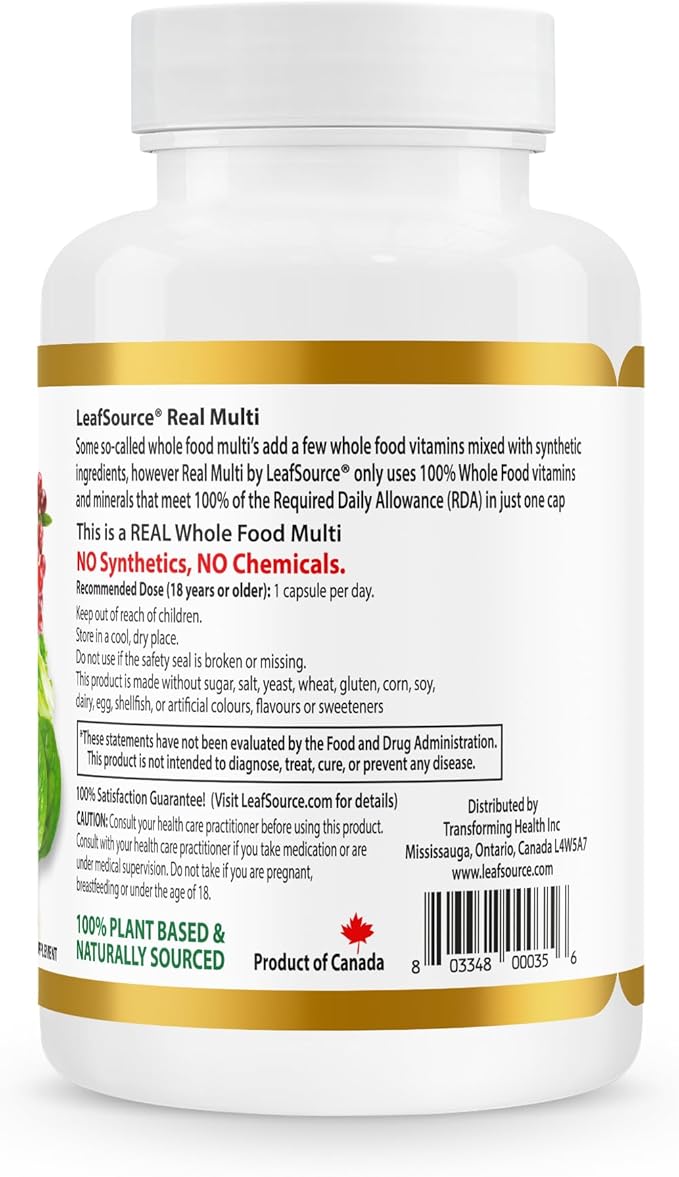 Real Multi Whole Food Multivitamin - 21 Vitamins and Minerals Made from Real Food. Vegan, Plant-Based Nutrients Made from Real Fruits Veggies & Whole Foods, Whole Food Supplement