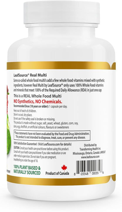 Real Multi Whole Food Multivitamin - 21 Vitamins and Minerals Made from Real Food. Vegan, Plant-Based Nutrients Made from Real Fruits Veggies & Whole Foods, Whole Food Supplement