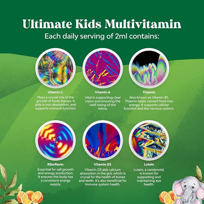 Liquid Multivitamin for Kids Immunity Support - Yummy Toddler Multivitamin Supplement with a C D3 E B6 and D3 Liquid Vitamins for Kids of All Ages - High Absorption Kids Liquid Multivitamin