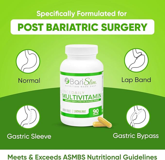 BariSlim Once Daily Bariatric Multivitamin Capsule - Iron-Free Formula - Bariatric Vitamin and Supplement for Post Bariatric Surgery, Including Gastric Bypass and Gastric Sleeve | 90-Day Supply
