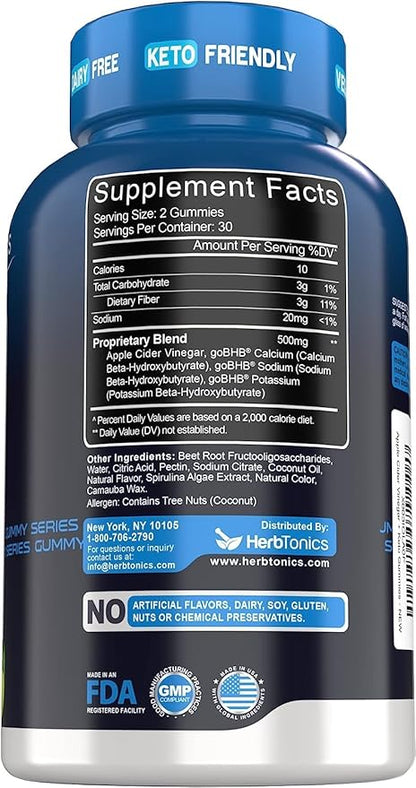 Herbtonics Keto Apple Cider Vinegar Gummies - Digestion & Detox Support - Sugar Free BHB Advanced Formula for Keto Support - Raw ACV with The Mother - 120 Vegan ACV Gummies