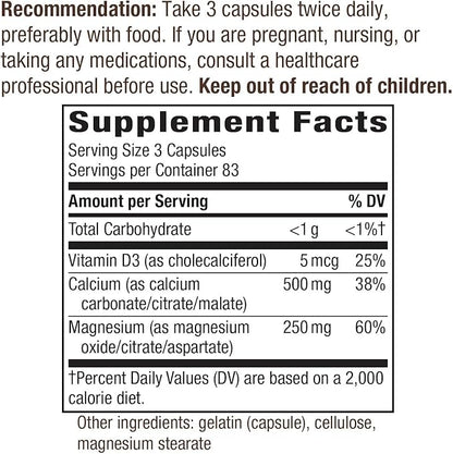 Nature’s Way Calcium-Magnesium-Vitamin D3 - Bone Health & Muscle Function* - With Calcium Carbonate, Citrate & Malate - Gluten & Dairy Free - 250 Capsules