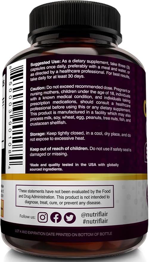 NutriFlair Multi Collagen Peptides 2250mg - Type I, II, III, V, X - Collagen Supplements Complex Powder Pills for Women and Men - Hydrolyzed Protein, Healthy Hair, Skin, Nails - Non-GMO (180 Capsules)