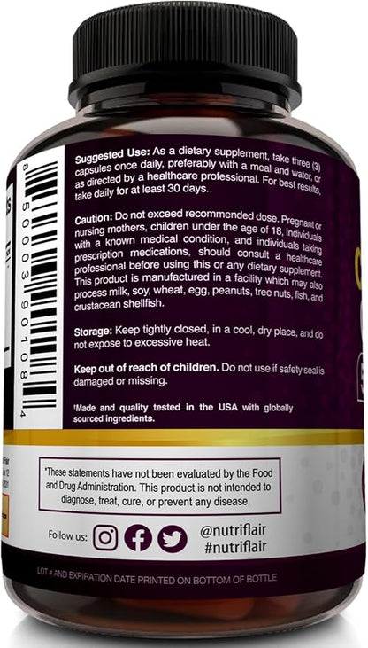 NutriFlair Multi Collagen Peptides 2250mg - Type I, II, III, V, X - Collagen Supplements Complex Powder Pills for Women and Men - Hydrolyzed Protein, Healthy Hair, Skin, Nails - Non-GMO (180 Capsules)