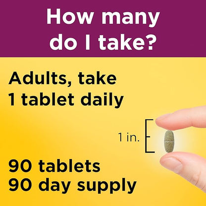 Nature Made Prenatal Multivitamin with Folic Acid, Prenatal Vitamin and Mineral Supplement for Daily Nutritional Support, 90 Tablets, 90 Day Supply