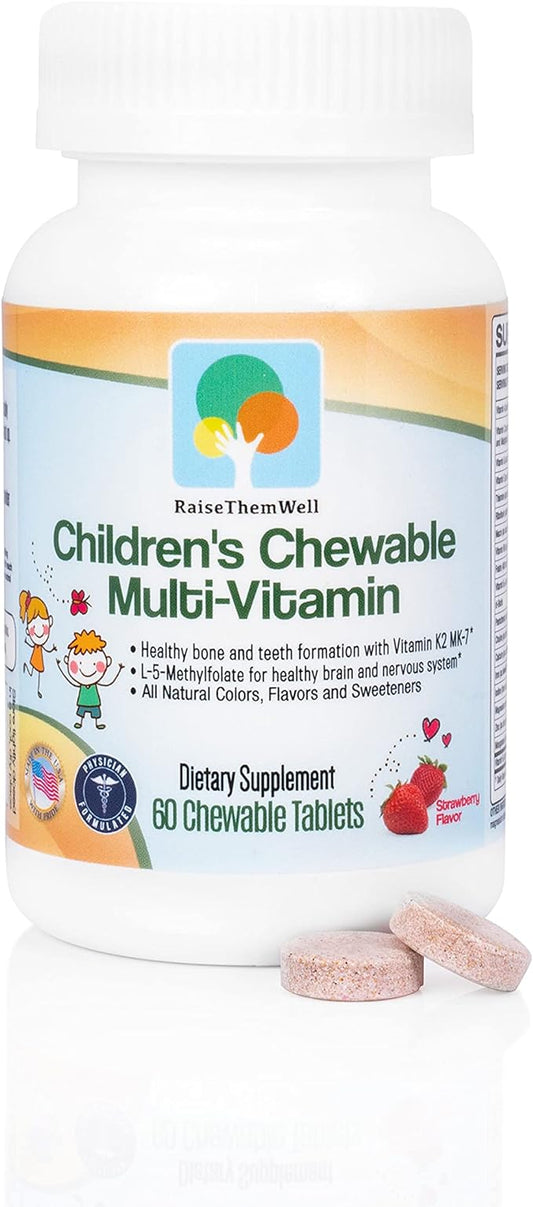 Great Tasting Chewable Kids Vitamins | Multivitamin for Kids with All-Natural Colors, Flavors, and Sweeteners | Includes Free Kids Vitamin PDF | Strawberry