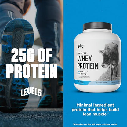 Levels Grass Fed Whey Protein Powder, No Artificials, 25G of Protein, Unflavored, 5LB