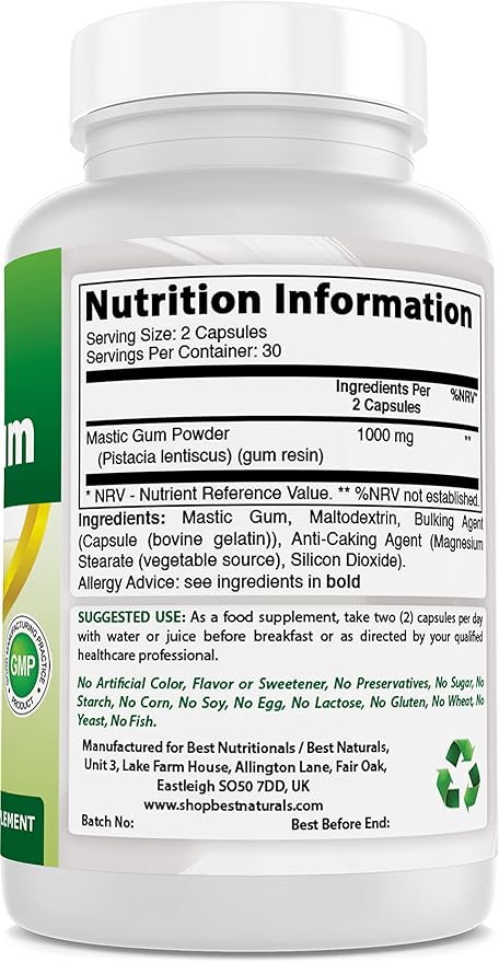 Best Naturals Mastic Gum 500 mg 60 Capsules