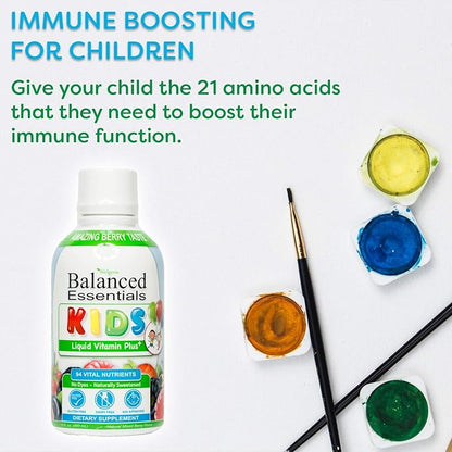 Wellgenix Balanced Essentials Liquid Kids Vitamin - Nutritional Multivitamin for Picky Eaters - Boost Immune System and Overall Health -Children, Toddler -Berry Flavor 16 Fl Oz