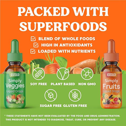 Simply Nature's Promise - Fruit and Vegetable Supplements - Liquid Drops - Made with Whole Food Superfoods, Packed Vitamins & Minerals - Soy Free - Made in The USA
