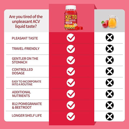 Keto ACV Gummies, Sugar Free ACV Gummies for Women Men - Vegan, Gluten-Free, Non-GMO, Made in USA