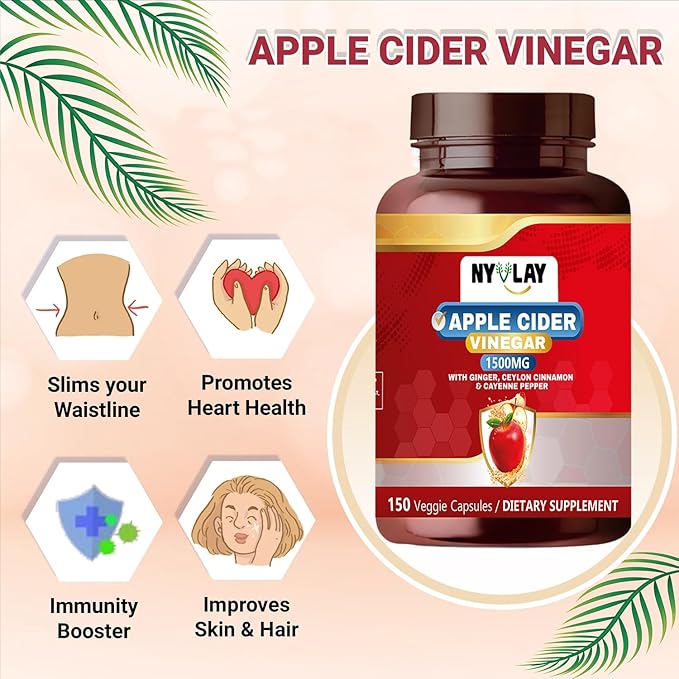 Apple Cider Vinegar 1500 MG 150 Capsules | Dietary Supplement | Extra Strength Natural Formulation | Support Strength & Energy