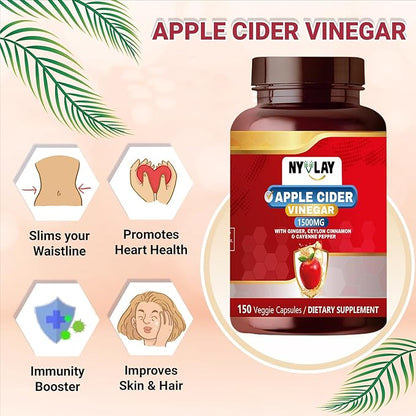 Apple Cider Vinegar 1500 MG 150 Capsules | Dietary Supplement | Extra Strength Natural Formulation | Support Strength & Energy