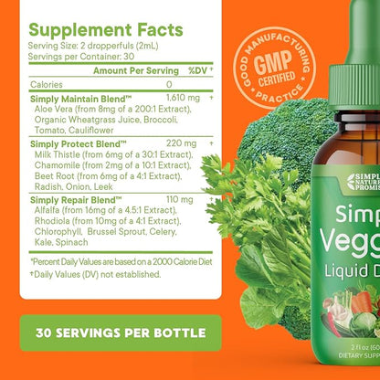 Simply Nature's Promise - Fruit and Vegetable Supplements - Liquid Drops - Made with Whole Food Superfoods, Packed Vitamins & Minerals - Soy Free - Made in The USA