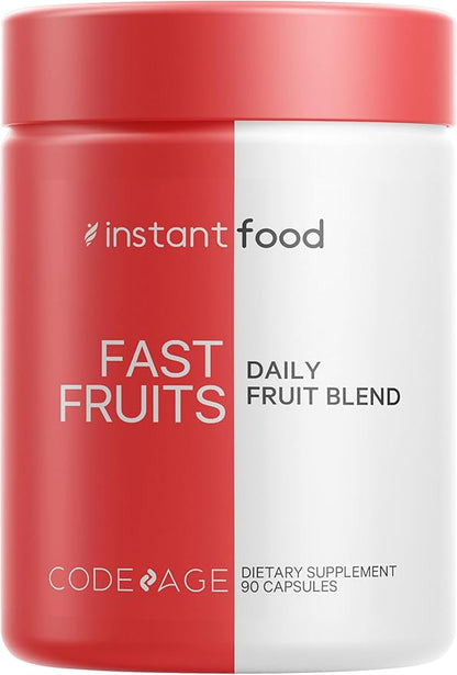 Codeage Instantfood Fast Fruits, Over 15 Fruits Powders Equivalent All-in-One, Vegan Daily Whole Food Vitamins - Berries, Antioxidant Polyphenols & Bioflavonoid Multivitamin, Non-GMO, 90 Capsules