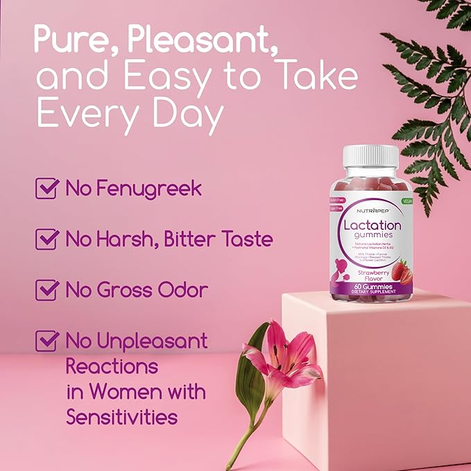 Lactation and Postnatal Support Gummies - Milk Production Supply Increase Supplements for Breastfeeding Women - with Vitamins D3 B12 Milk Thistle Fennel Seed Moringa Sunflower Lecithin