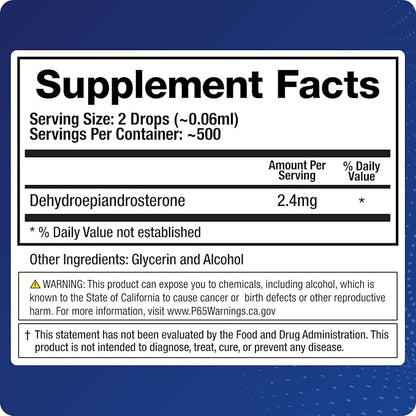 BioMatrix DHEA Liquid Hormone Supplement for Adrenal, Brain, Heart, Bone | Micronized and Liquified for Maximum Absorption, Precision Dosing, Efficacy DHEA (30 ML, 1200mg Total)