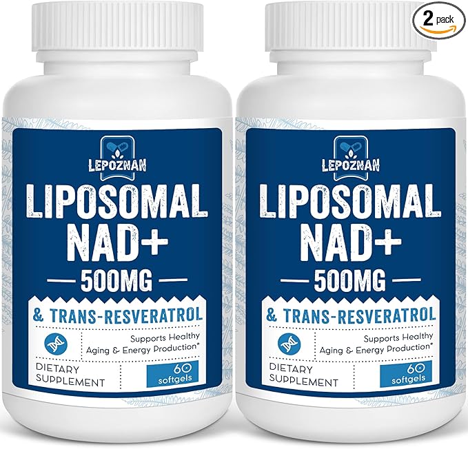 Liposomal NAD+ 500 mg + Trans-Resveratrol 300 mg,Superior Absorption,True NAD Supplement Efficient Than NMN,Nicotinamide Riboside for Cellular Energy Metabolism & DNA Repair,Healthy Aging,120 Softgels