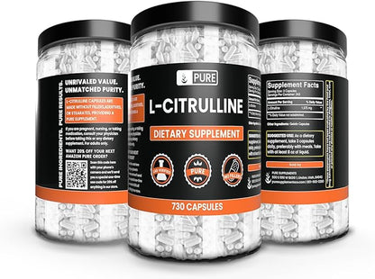 Pure Original Ingredients L-Citrulline No Magnesium Or Rice Fillers, Always Pure, Lab Verified (730 Capsule)