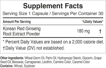CheongKwanJang Korean Red Ginseng Extract Capsules Plus | All-in-1 Focus Pills for Men & Women | Natural Energy Supplements,Circulation, Immune Support, Brain Booster | 30 Capsules