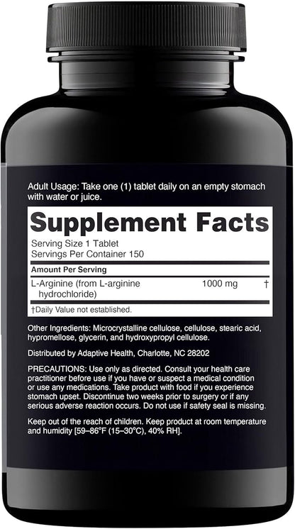 Nugenix Essentials L-Arginine Amino Acid Supplement, 1000 mg, 150 Tablets