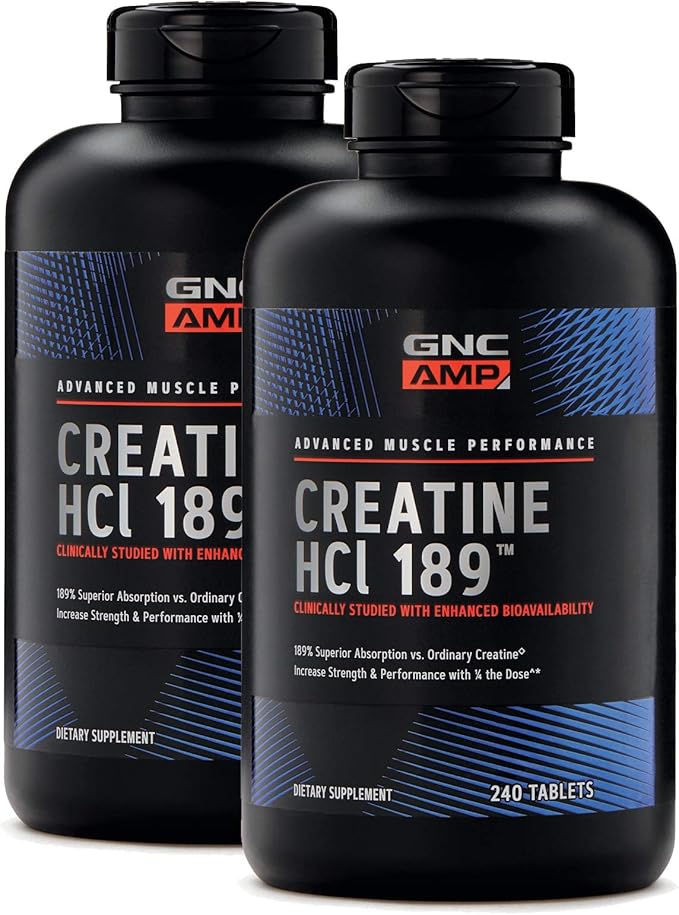 GNC AMP Creatine HCl 189 | Targeted Muscle Builder and Recovery Supplement | Fast Absorbing Performance Blend | 480 Count