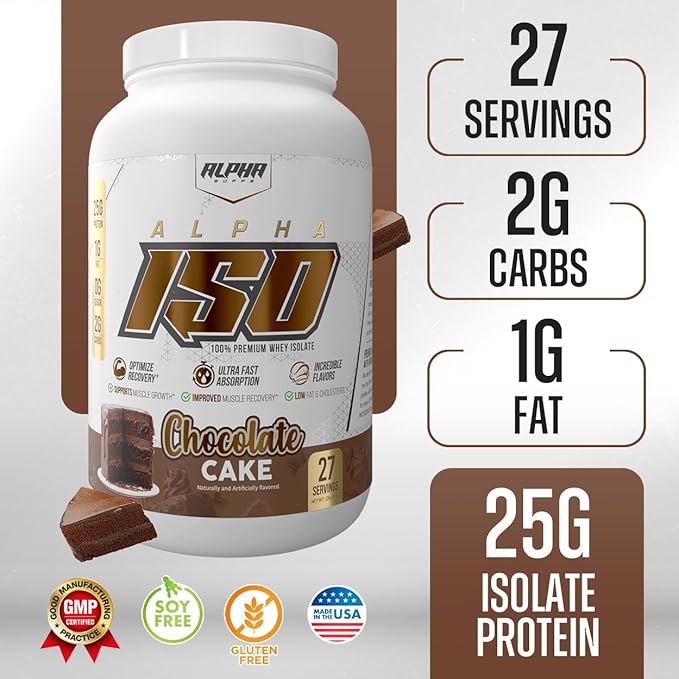 ISO, Low Carb 100% Whey Protein Isolate Powder, 25 Grams Per Serving, Helps Support Muscle Growth, Low Sugar and Gluten Free (Chocolate Cake, 2 lb)