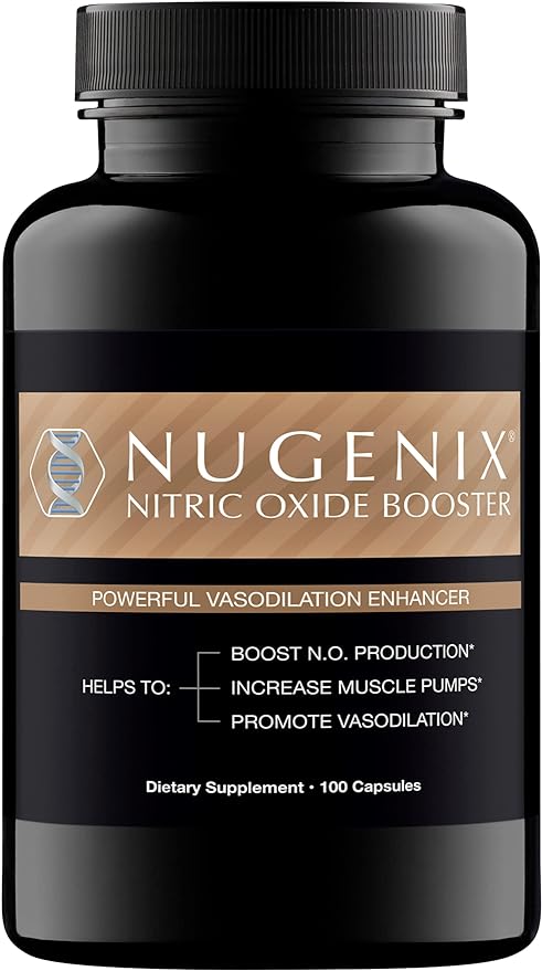 Nugenix Nitric Oxide Booster Supplement - Nitric Oxide Flow, L-Arginine, L-Citrulline, Pine Bark Extract - Vasodilator - 100 Capsules
