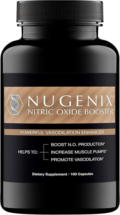 Nugenix Nitric Oxide Booster Supplement - Nitric Oxide Flow, L-Arginine, L-Citrulline, Pine Bark Extract - Vasodilator - 100 Capsules