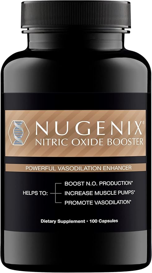Nugenix Nitric Oxide Booster Supplement - Nitric Oxide Flow, L-Arginine, L-Citrulline, Pine Bark Extract - Vasodilator - 100 Capsules