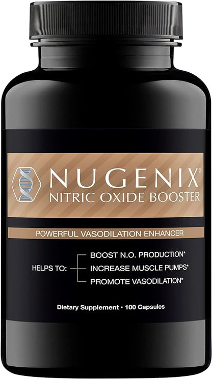 Nugenix Nitric Oxide Booster Supplement - Nitric Oxide Flow, L-Arginine, L-Citrulline, Pine Bark Extract - Vasodilator - 100 Capsules