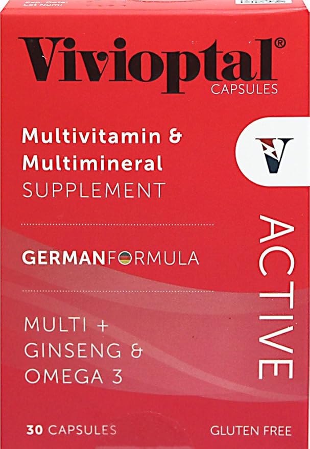 Vivioptal Active, 30 Softgels, Ginseng & Omega 3, Multivitamin & Multimineral, Gluten Free, German Formula