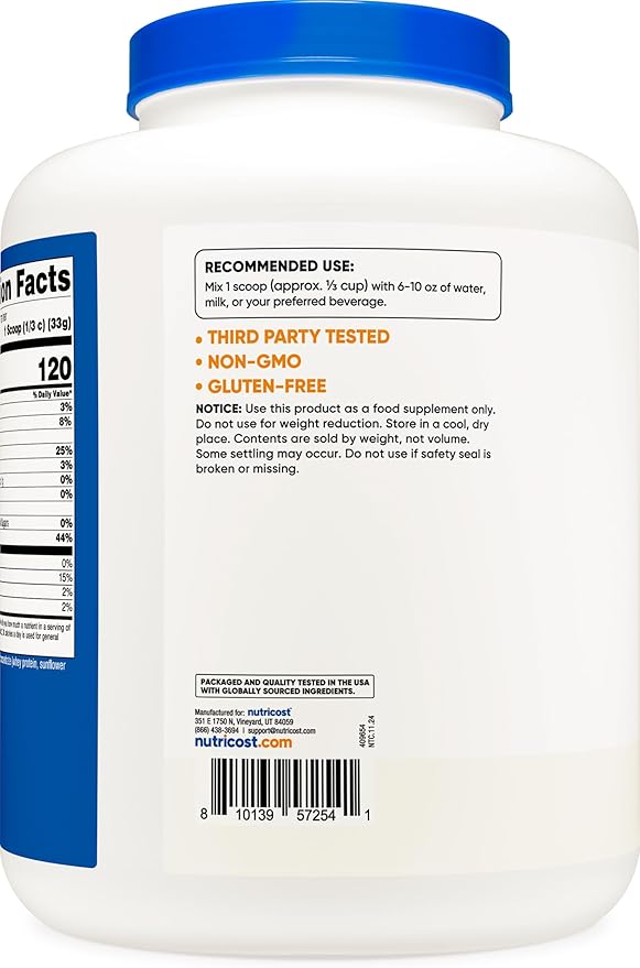 Nutricost Whey Protein Powder, Unflavored, 5 pounds - from Whey Protein Concentrate